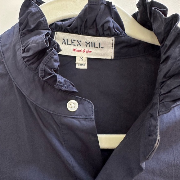 Alex Mill Dark Blue Chantilly Ruffle Shirt - Picture 2 of 5